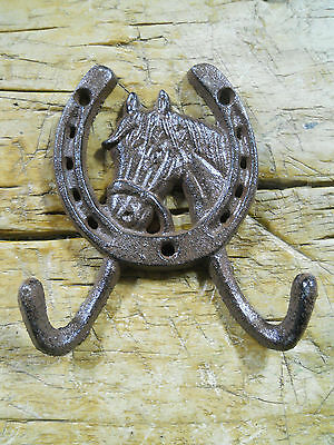 Coat rack with horses - 2-Hooks - Cast iron Brown