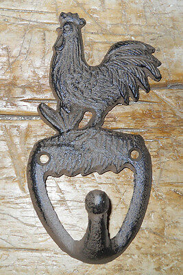 Starworld- Heavy Cast Iron Antique Style Rooster Towel Chicken Hanger Wall Mount Coat Hooks Hat Hook Key Rack Cabin Hunting Camp for Home Indoor 